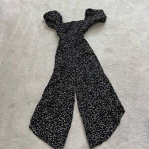 Miami Black and White Puff Sleeve Jumpsuit